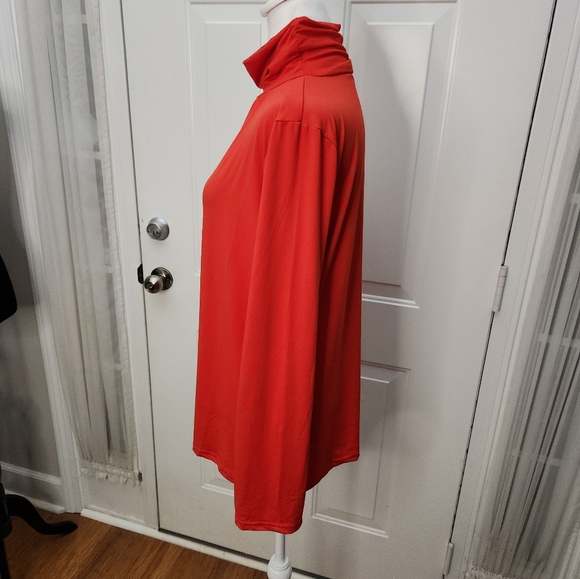 DoublJu Red Long Sleeve Mock Turtleneck Shirt  Size 2X - Picture 2 of 5